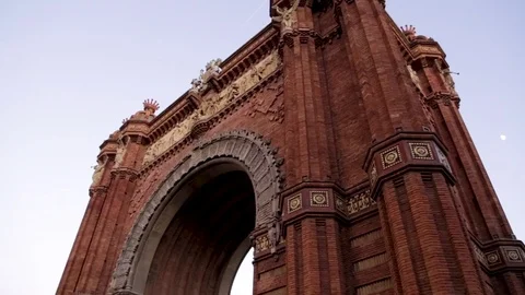 Pan of Arc de Triomf in Barcelona, Spain Stock Footage 78202479