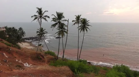 Pan around Anjuna Beach during sunset Stock-Footage 43855112