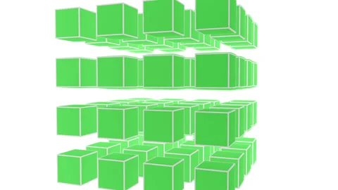 Pan Around Four Squared Cube of Blocks Stack Stock Footage 153956583