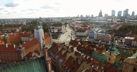 Pan Backwards. Flying Over Old Town. The View On A City Stock Footage 86271264