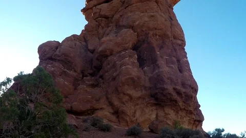 Pan up on Balanced Rock in Arches NP Stock Footage 79575757