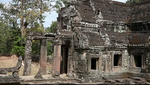 Pan of Banteay Kdei Stock Footage 10756184