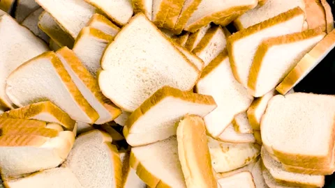 Pan in to a barrel of bread waste Stock Footage 175483851
