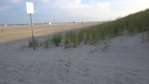 Pan on beach during sunset Stock Footage 98909341