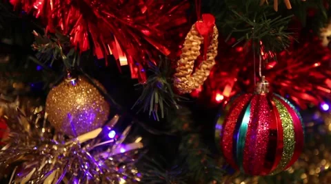 Pan on beautiful christmas tree full of decorations Stock-Footage 45278955