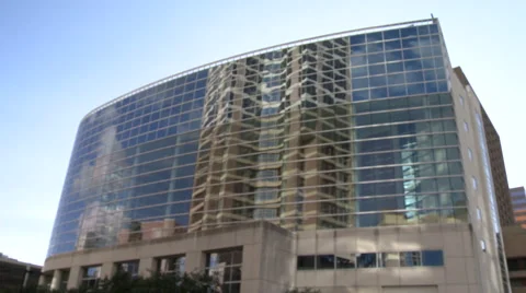 Pan Between Two Glass Buildings at Medical Center Stock Footage 68647515