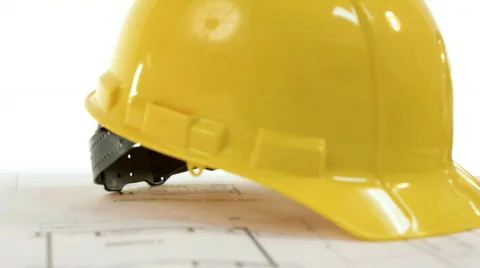 Pan of blueprints. Shallow depth of field. Stock Footage 306100