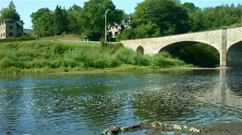 Pan of a bridge over a river Video stock 40428381