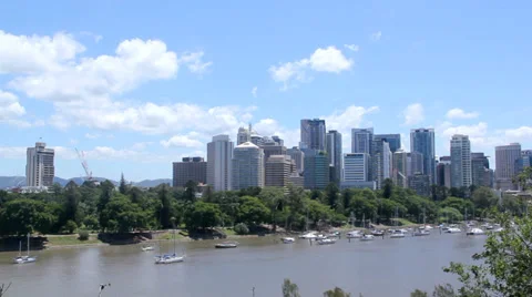 Pan From Brisbane City to Cliffs Cafe Stock Footage 35884161