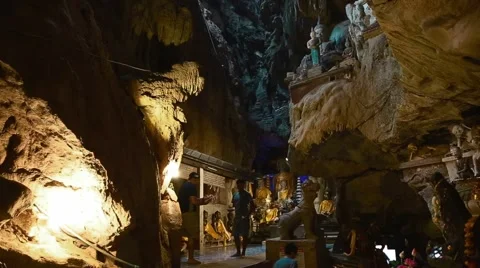 Pan buddha shrine in cave Stock Footage 62851965