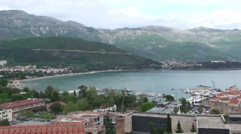 Pan on Budva Bay Stock Footage 33354897
