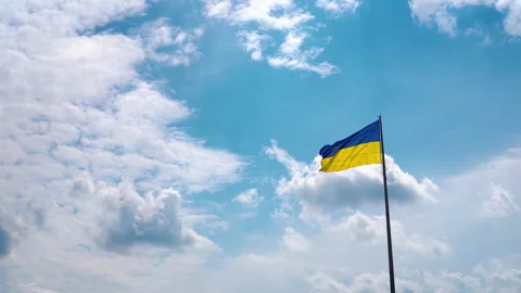 Pan camera movement with a stop near the flag. 스톡 동영상 201214975