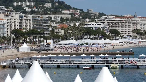 Pan of the Cannes Riviera Stock Footage 91395595