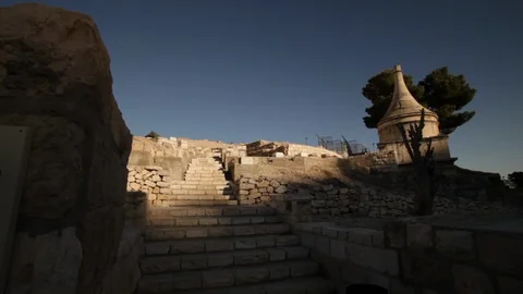 Pan on a Cemetery in the Old City of Jerusalem Stock Footage 89011853