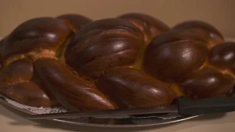 Pan of challah Stock Footage 153781592