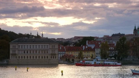 Pan to Charles Bridge in Prague Stock Footage 81159651