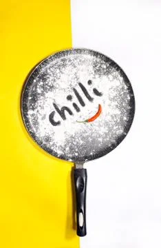 Pan with Chilly in a cooking pan creative ideas, cooking ideas Stock Photos