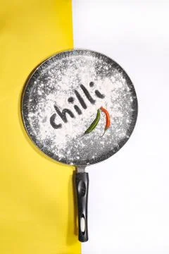 Pan with Chilly in a cooking pan creative ideas, cooking ideas Stock Photos