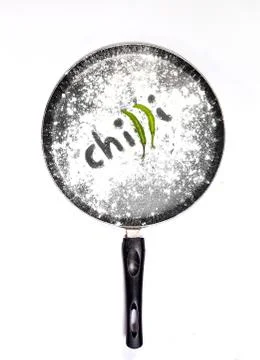 Pan with Chilly in a cooking pan creative ideas, cooking ideas Stock Photos