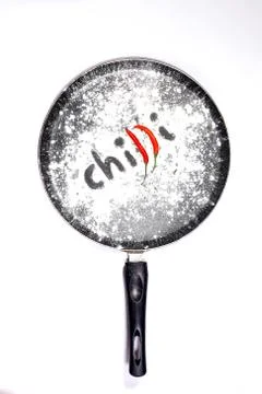 Pan with Chilly in a cooking pan creative ideas, cooking ideas Stock Photos