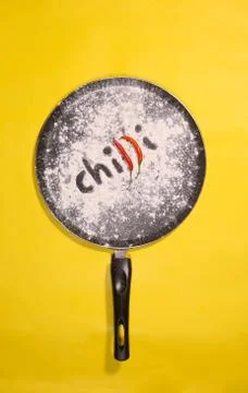 Pan with Chilly in a cooking pan creative ideas, cooking ideas Stock Photos