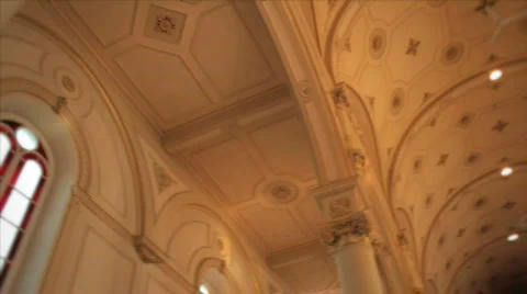 Pan of Church ceiling Stock Footage 864310