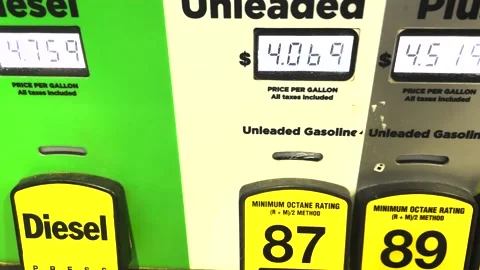 Pan circle K gas pump grade selection buttons and gas price Stock Footage 227219770