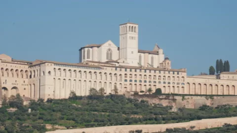 Pan of the city of Assisi Stock Footage 130259290