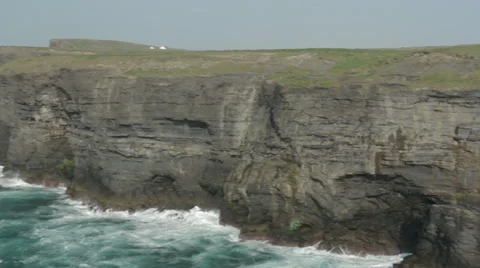 Pan from Cliffs to Ocean on Loop Head County Clare Ireland Stock Footage 37346461