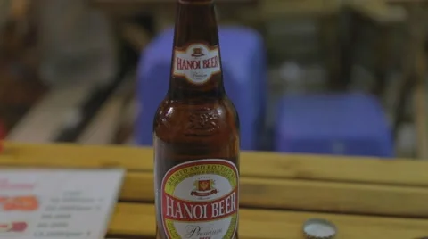 Pan closeup of hanoi beer Stock Footage 54233164
