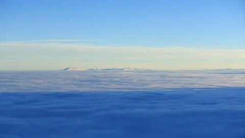 Pan of Cloud Inversion Over Winter Landscape from Slide Mountain Nevada Stock Footage 99602020