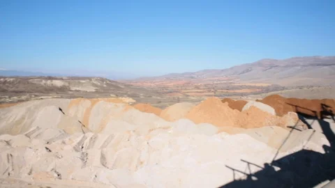 Pan of coal min in northern Greece Stock Footage 121004341