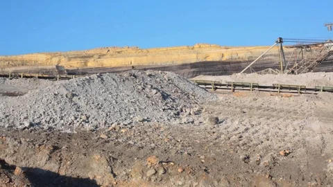 Pan in a coal mine in Greece Stock Footage 120974389