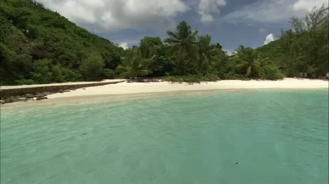 Pan of coast, sand, beach, trees Video stock 22666902