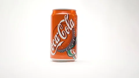 Pan Up Coca Cola Can Stock Footage 125648597