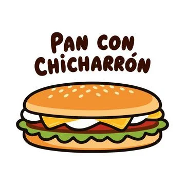 Pan con chicharron burger Stock Illustration