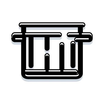 Pan cooking pot black flat line icon イラスト素材