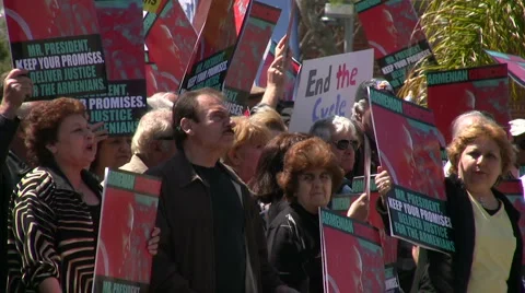 Pan of crowd - Armenian Genocide Protest Stock Footage 5333127