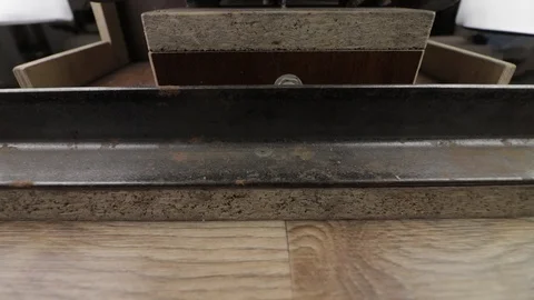 Pan of custom bench grinder self made based on soviet laundry machine engine Stock Footage