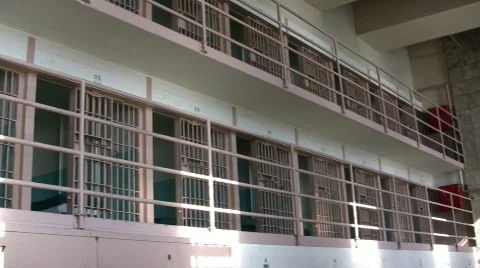 Pan of D-Block in Alcatraz Stockbeeldmateriaal 363156