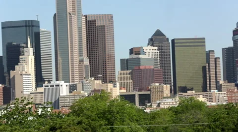 Pan of Dallas Texas Skyline Stock Footage 51552433