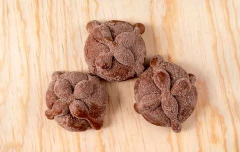 Pan de Muerto, Bread of Dead traditional Mexican sugar scone. Stock Photos