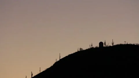 Pan of Desert Mountain at Sunset Stock Footage 40796786