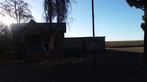 Pan of desolate village Stock Footage 44957887