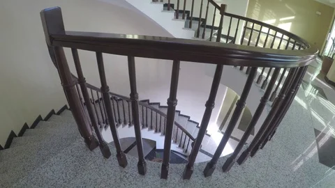 Pan display of a dark brown staircase Stock Footage 97261985