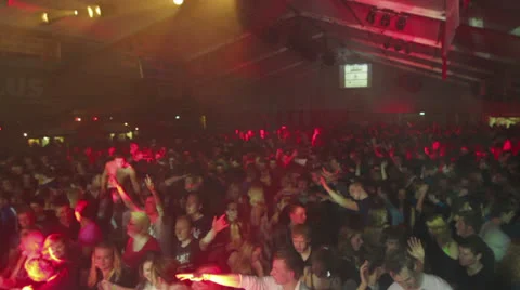 Pan from DJ to Crowd Stock Footage 24702171