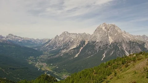 Pan from dolomites Mount Pelmo to Mount Antelao Stock Footage 77565683
