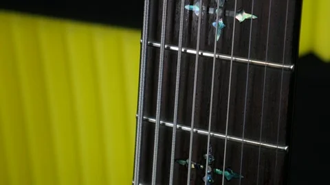 Pan Down 9 String Guitar Fretboard Video stock 96843548