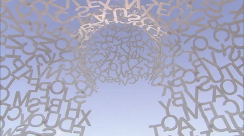 Pan Down Abstract Alphabet Statue to Ocean Sunset Vídeo Stock 39470300