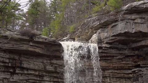 Pan down of Awosting falls Stock Footage 74608306